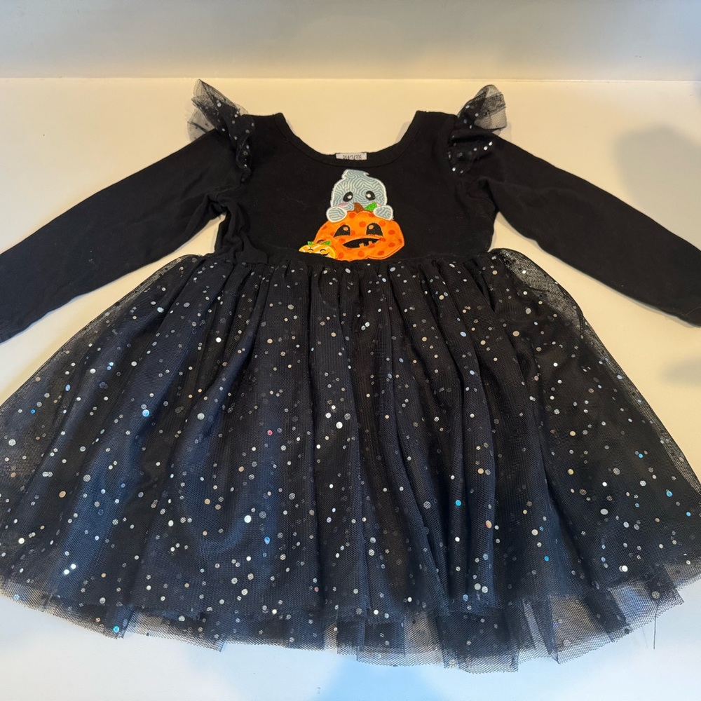 Mia Belle Girls Black Tutu Dress with Ghost 4T
